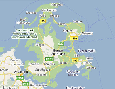 Karta över Rügen
