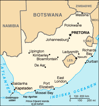 Karta Sydafrika